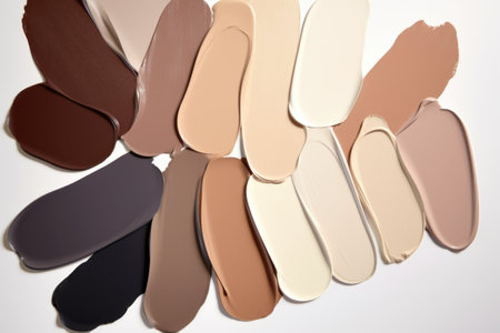 a variety of skin tones represented by paint swatches, created with generative aiの素材
