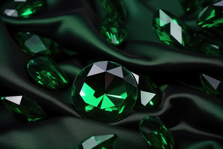 dark emerald on a black cloth, created with generative aiの素材