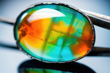 macro shot of an opal under a magnifying glass, created with generative aiの素材