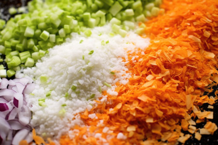 detailed image of vegetable-based ingredient flakes, created with generative aiの素材