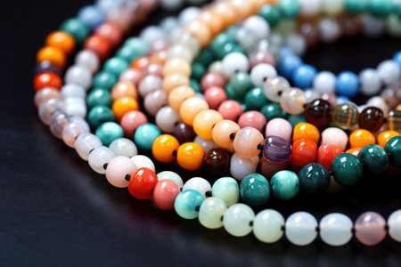 colorful beads strung together on a necklace, created with generative aiの素材