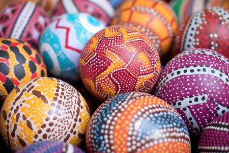 close-up of finished basketballs with different colours and patterns, created with generative aiの素材