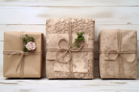 handmade gifts wrapped in recycled paper, created with generative aiの素材