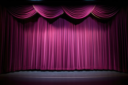modern stage curtain with dramatic lighting, created with generative aiの素材
