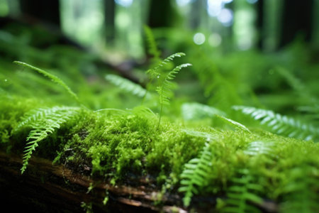 forest through a macro lens, showing bugs life, created with generative aiの素材