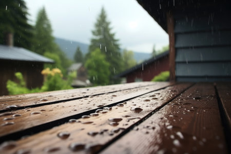rain falling on a title deed outdoors, created with generative aiの素材