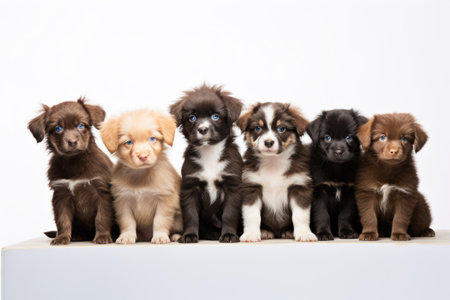 variety of puppies in diverse sizes, created with generative aiの素材
