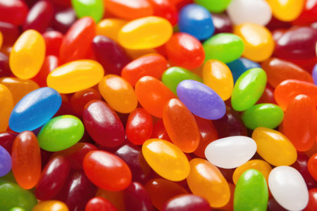 macros of different colored jelly beans filling the frame, created with generative aiの素材