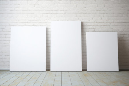 blank canvases lined up against a wall, created with generative aiの素材