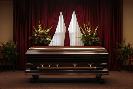 framed portrait of an empty funeral dais, created with generative aiの素材