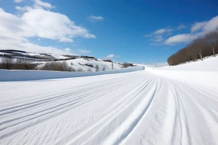 snowy slope prepared for ski competition, created with generative aiの素材