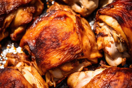 macro image of a cooked chicken thighs inner texture, created with generative aiの素材