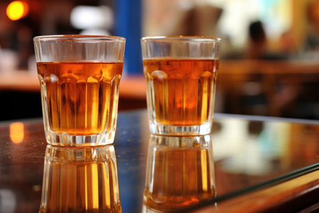 a mirrored reflection of a cold drink and a hot drink, created with generative aiの素材
