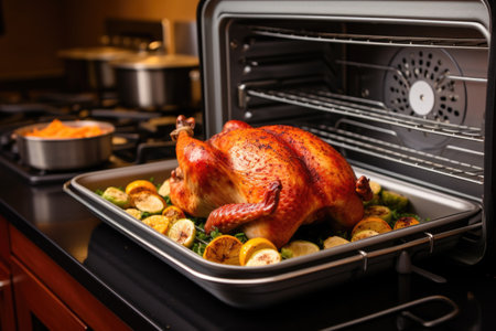 turkey being roasted inside a toaster oven, created with generative aiの素材