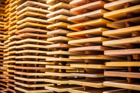 profiling kiln shelves stacked in a neat row, created with generative aiの素材