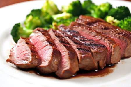 up-close shot of well-seared lamb chop, created with generative aiの素材