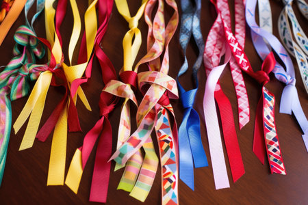 collection of rare disease awareness ribbons without human hands, created with generative aiの素材