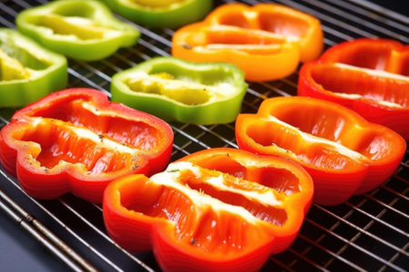sliced bell peppers with grill marks, created with generative aiの素材