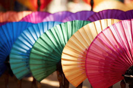 silk fans employed in traditional chinese dance, created with generative aiの素材