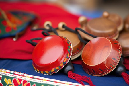 close-up of castanets used in a folk dance, created with generative aiの素材