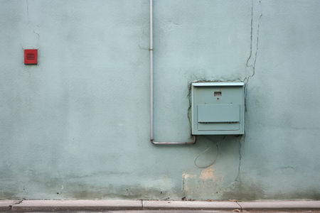 anti-theft alarm box mounted on a wall, created with generative aiの素材