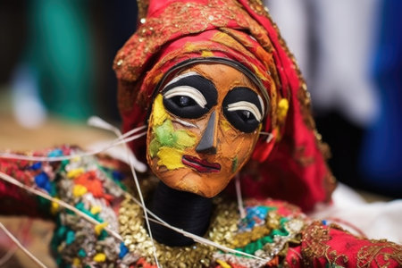 detailed work on a puppets costume using needle and thread, created with generative aiの素材