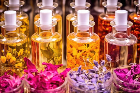 different fragrant flowers used in perfumery production, created with generative aiの素材