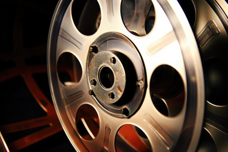a detailed close-up shot of a movie reel, created with generative aiの素材