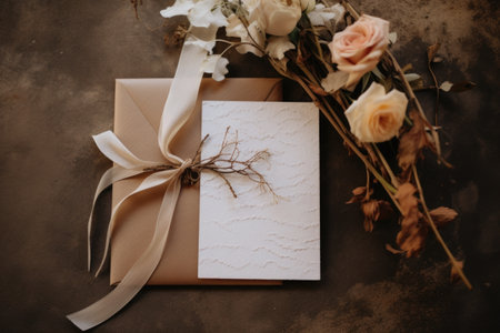 shot of a calligraphed invitation for vow renewals, created with generative aiの素材