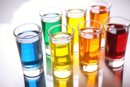 close-up image of ph strips used in alcohol testing color change, created with generative aiの素材