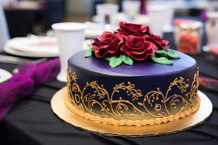 a decorated ceremonial cake at a grand opening, created with generative aiの素材