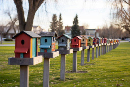 birdhouses installed in a local park by community members, created with generative aiの素材
