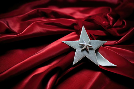 silver star pinned to a velvet ribbon, created with generative aiの素材