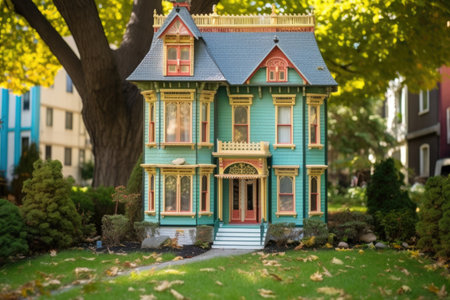 dollhouse exterior highlighting intricate architecture, created with generative aiの素材