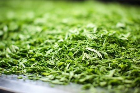 macro image of a fresh herb before being processed into supplements, created with generative aiの素材