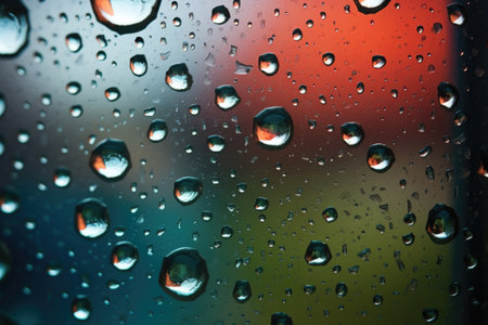 rain droplets on a stained glass window, created with generative aiの素材