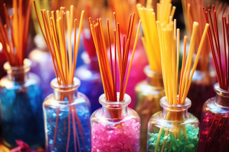 incense sticks soaking in scented oils, created with generative aiの素材