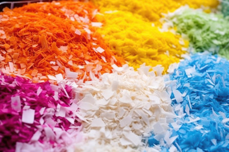 close-up of soap shavings displaying a range of colors, created with generative aiの素材
