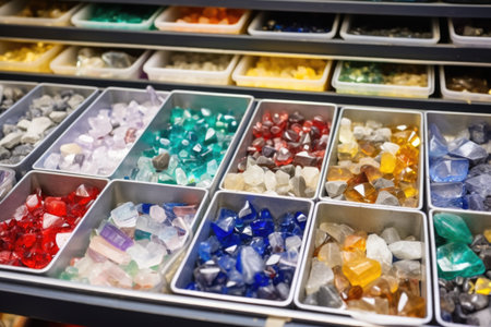 clean and well-organized gemstone sorting station, created with generative aiの素材