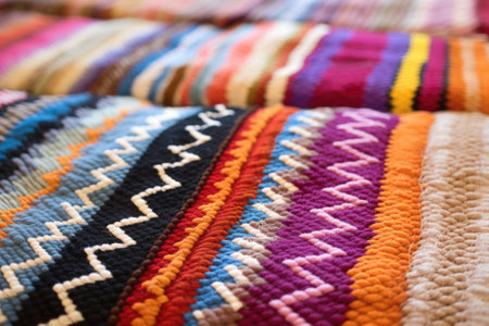 a close-up of hand-braided indigenous rugs, created with generative aiの素材