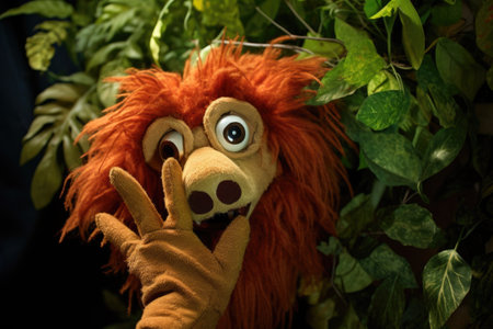 hand puppet themed as a jungle lion with a mane, created with generative aiの素材