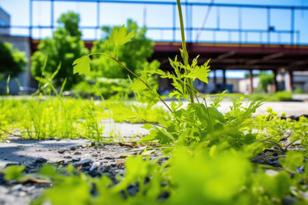 contrasting view: greenery surrounding the rebar plant, created with generative aiの素材
