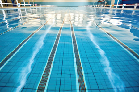 lanes of a swimming pool ready for competition, created with generative aiの素材