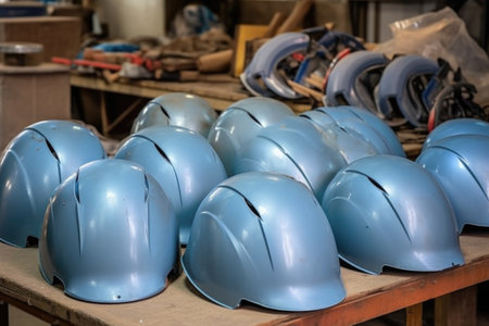 photo of bike helmets before they are painted, created with generative aiの素材