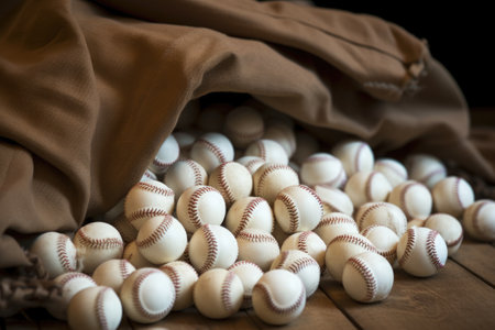 baseballs inside a canvas sack, created with generative aiの素材