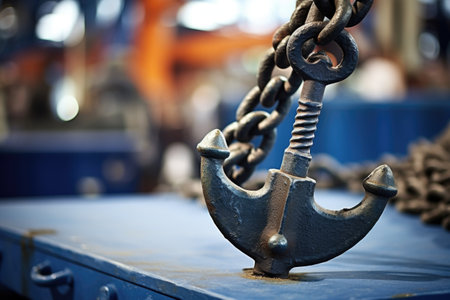 close-up of an anchor at a nautical gear exhibition, created with generative aiの素材