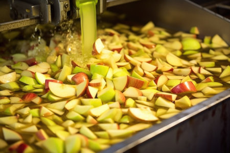 macro of apple bits being processed for cider, created with generative aiの素材