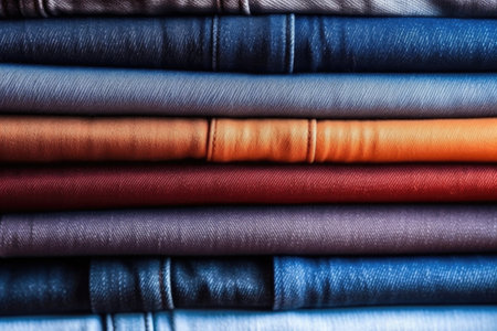 a section of denim with different weights and shades displayed, created with generative aiの素材