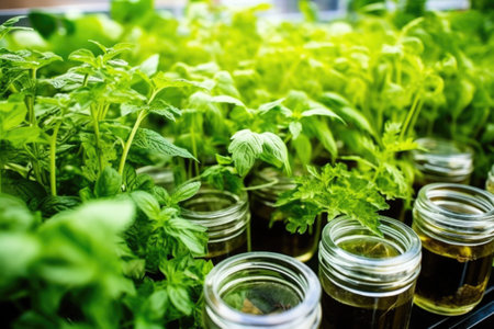 macro shot of the plants used for making floral scent, created with generative aiの素材