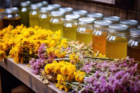 freshly harvested flowers awaiting distillation, created with generative aiの素材